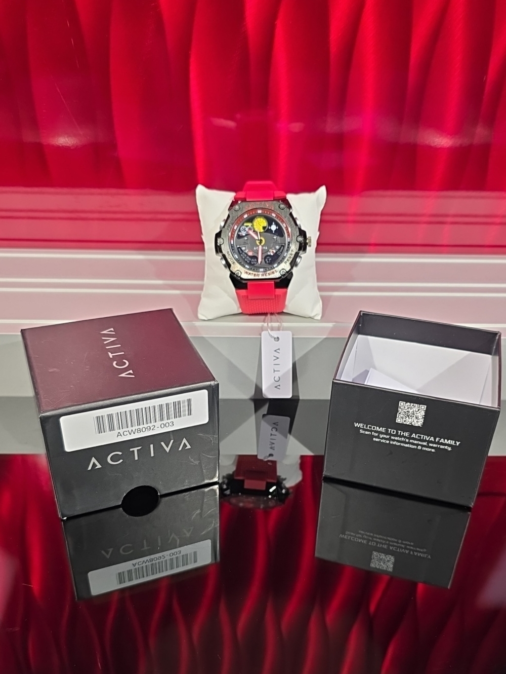 Activa X Invicta Black Red 55mm Sport Watch ACW8092-003 New With Box